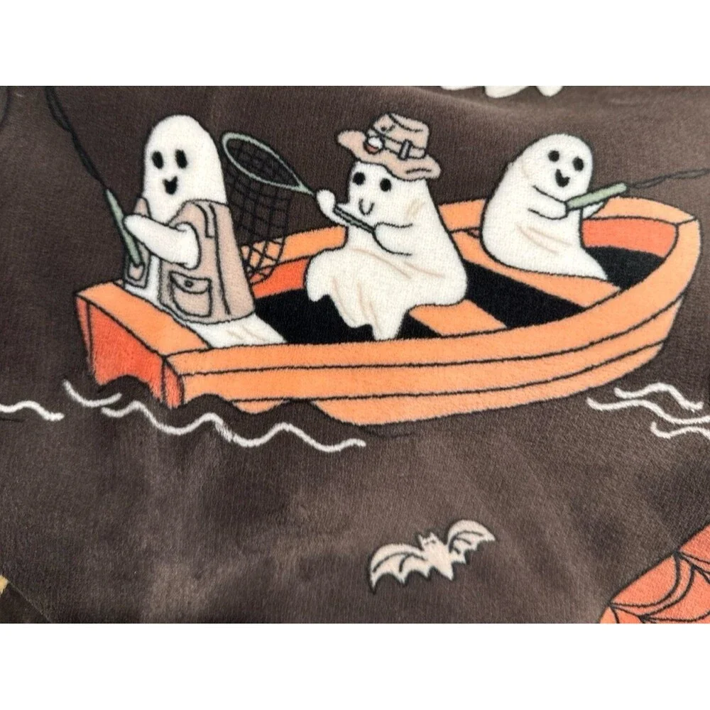 Viral Isaac Mizrahi Halloween Ghosts Camping, Reading, Fishing Reversible Throw